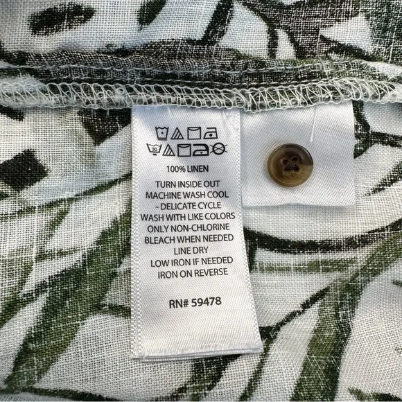 Tahari 100% Linen Tropical Palm Leaf Sleeveless Button-Front Top – Size Small - Picture 8 of 8